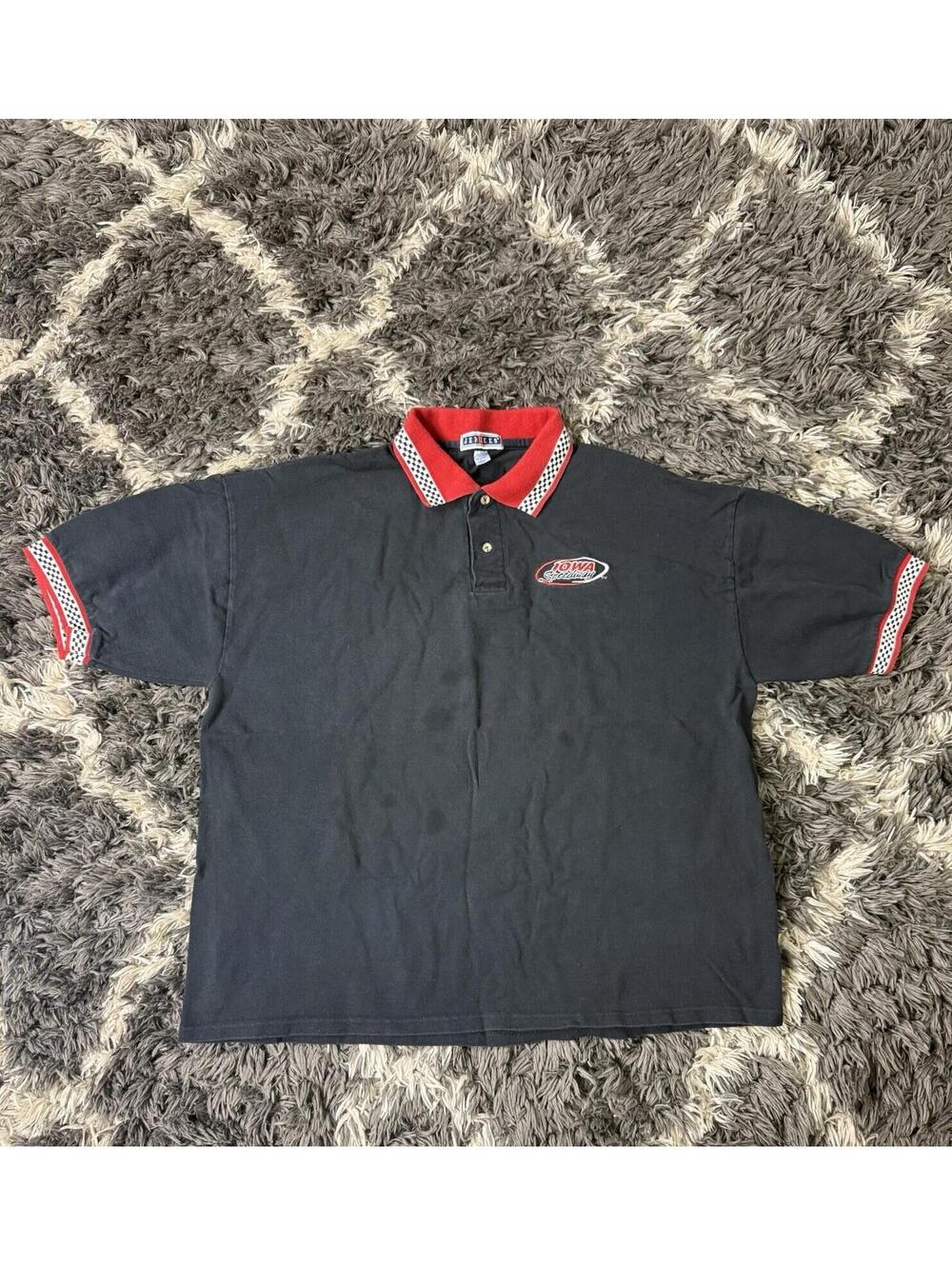 Vintage 90s NASCAR Jerzees Polo Adult Large Speedway Short Sleeve Grail